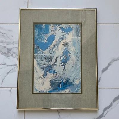 Litografía de tenis individual vintage 1971 Leroy Neiman enmarcada mate MCM 70s Foto 1 de 4