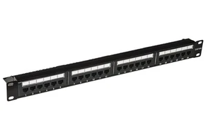 PANNELLO PATCH 24 PORTE NON SCHERMATE CATEGORIA 6A CON SUPPORTO CAVI  CON ETICHE - Foto 1 di 4