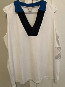 Chico's v-neck sleeveless golf tennis top UPF50 colorblock size 3 NEW - Picture 1 of 8