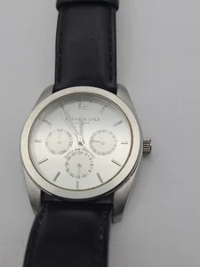 Kenneth Cole Multi-Dial Analog Quarz Herrenuhr schwarzes Band neue Batterie funktioniert - Bild 1 von 15