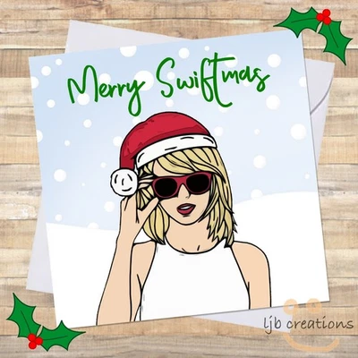 LJB CREATIONS SWIFTY Biglietto di Natale Taylor Swift Fan Figlia Nipote Nipote Amica NATALE