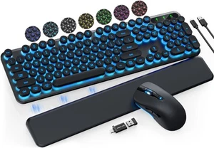 Wireless Keyboard and Mouse Backlit - Typewriter Keyboard with Detachable Wrist - Picture 1 of 9