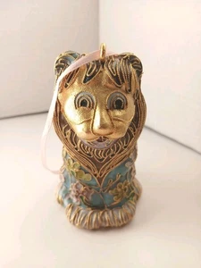 Vintage Cloisonne Lion Christmas Ornament Figurine Ornate Colorful Metal Enamel - Picture 1 of 12