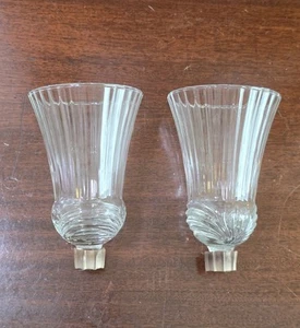 Vintage Homco Tulpe Votivkerzenhalter für Wandleuchter gerippt klar Kristall elegant - Bild 1 von 16