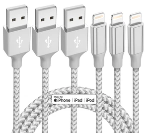 Iphone Charger 3 Pack 10 Ft Apple Mfi Certified Lightning Nylon Braided Cable Fa - Picture 1 of 12