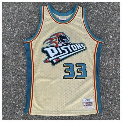 Pistons Jersey Authentic Grant Hill champagne Mitchell And Ness Size S and M - Image 1 of 4