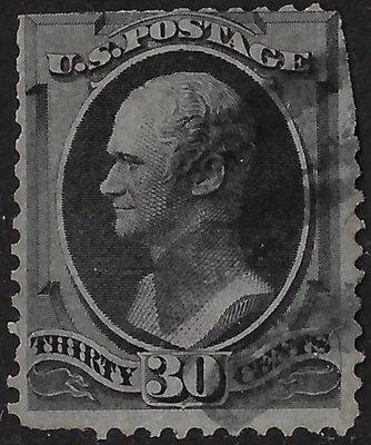 US Scott 154 used,  30c black, G-VG centering , faults.  CV $300 (a7156a - Image 1 of 4