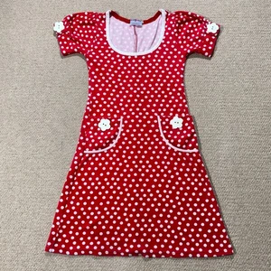 Vintage Margot Terry Cloth Dress Womens 6 XS Red Polka Dot 60s Retro Style Mod - Picture 1 of 10
