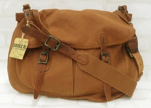 Vintage RRL Cotton Twill Leather Shoulder Bag H 33cm W 46cm D 6.5cm Size - Picture 1 of 5