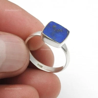 925 Argento Sterling Lapislazzuli Gemma Fedina US 8 Natale Regalo Gioielli - Immagine 1 di 4