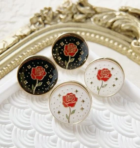 5pcs 17mm Shiny gold little prince red rose white black clothing shank button - Picture 1 of 5