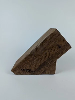 Chicago Cubiertos 9 Ranuras Cuchillo Bloque Madera Maciza Roble Soporte 11"x4" Carnicero Foto 1 de 4