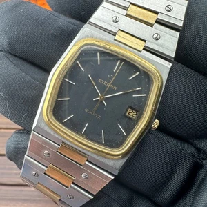 Men's Eterna Quartz Watch Not Working For Original Spare Parts Steel And Gold - Picture 1 of 11