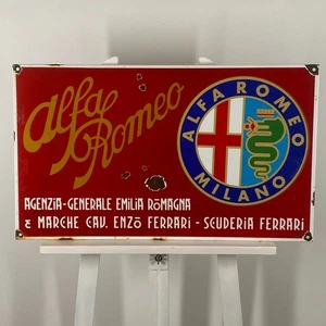 Alfa Romeo Enamel Sign - 68x40x1cm (26.8x15.7x0.4") - Nice Old-Looking Wall Sign - Picture 1 of 19
