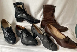 Antikes Damen Einzelschuh Konvolut 6 Lederschuhe 1800 - 1900er Jahre - Bild 1 von 17
