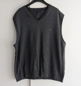 Tommy Hilfiger Men’s Tank Top XL Grey Cotton Cashmere Sleeveless Jumper Logo - Picture 1 of 12