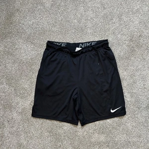 Nike Men's Dri-fit Running Shorts Size Medium Black White Nike Swoosh - Picture 1 of 3