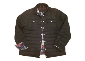 Robert Graham Quilted Black Shirt Jacket Graphic Printed Lining Men’s Large - Picture 1 of 12