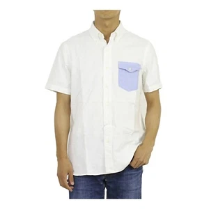 *MINOR DEFECT Polo Ralph Lauren Short Sleeve Solid White Oxford w Blue pkt - XL - Picture 1 of 9