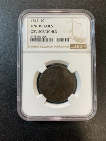 1812 CLASSIC HEAD LARGE CENT NGC FINE DETAILS - TYPE COIN - CERTIFIED SLAB - 1C Cover