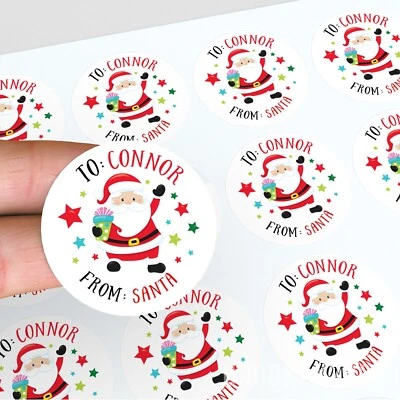 Personalised Christmas Stickers From Santa Gift Labels Kids Tags – 24 per Sheet - image 1 of 4