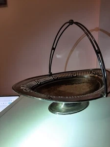 D & S EPNS T8278 STERLING SILVER DISH WITH MOVING HANDLE TO CARRY FRUIT BOWL - Picture 1 of 19