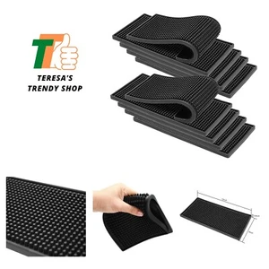 10 Packs 6 x 12 Inch Rubber Bar Service Mat, Black Drink Coasters, Heavy Duty... - Picture 1 of 9