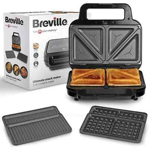 Breville 3 in 1 Sandwich Waffle and Panini Maker Snack Cut & Seal System VST098 - Picture 1 of 6