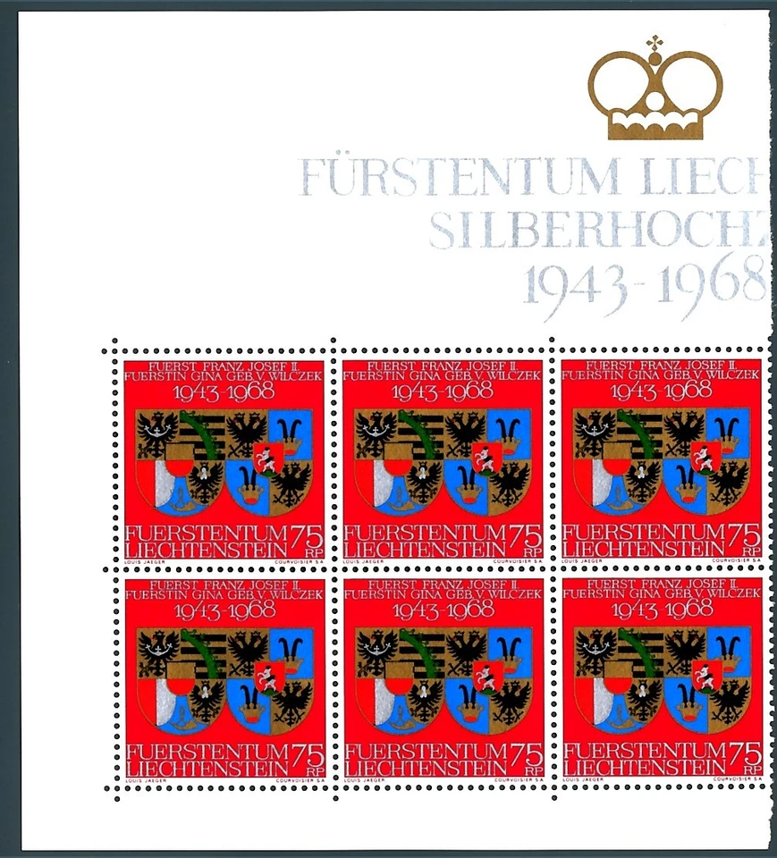 LIECHTENSTEIN - 1968 -Nozze d'argento del Principe Francesco Giuseppe II - Immagine 1 di 1