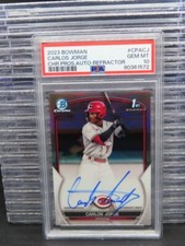 2023 Bowman Chrome Carlos Jorge 1st Prospect Auto Autograph #CPA-CJ PSA 10 Reds
