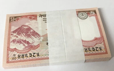 Nepal 5 Rupees 2017 P 76 UNC LOT 100 PCS 1 BUNDLE - Image 1 of 4