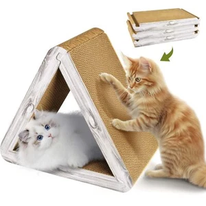 Foldable Cat Scratching Board Triangle Scratcher Cardboard Cat Scratch Pad 6 ... - Picture 1 of 7