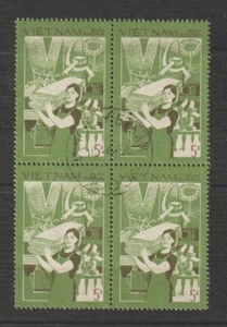 1987 Vietnam Stamps Block 4 Productivity Scott # 1818 Cto Never Hinged    - Picture 1 of 1