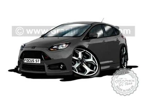 Focus ST Caricatura Coche Dibujos Animados Artísticos Estampado A4 en Gris - Regalo Personalizado Ideal - Imagen 1 de 3