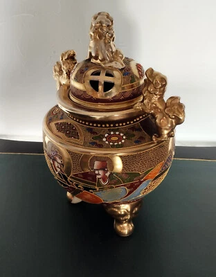 Chiens de Fô porcelaine Satsuma Brûleur de parfum  - Photo 1/4