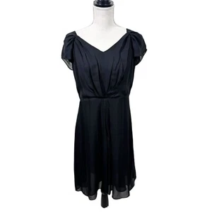 Talbots Black Silk Chiffon Dress Size 10P Sheer Dainty Feminine Dark Romantic - Picture 1 of 11