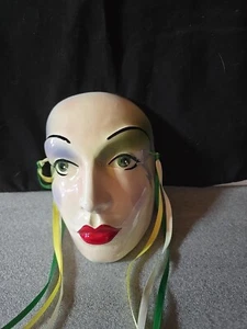 Vintage Beautiful Porcelain Ceramic Painted Wall Hanging Face Mask 1980’s - Picture 1 of 5