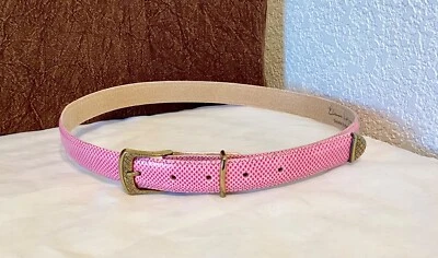 Never Worn ELAINE COYNE Genuine Dyed Snakeskin PINK Belt, Size L, Boston, Signed - Image 1 of 4