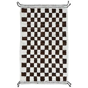2'10"x4'10" Brown Moroccan Weave Squares Design Pure Wool Hand Knotted Rug R1381 - Picture 1 of 7