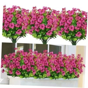 Artificial Azalea Flowers Outdoor 8 Bundles Fake Flowers Faux 8PCS Magenta - Picture 1 of 7