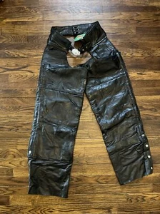 Black Leather Riding Chaps Men's Size XL Giovanni Navarre Italian Stone Biker - Bild 1 von 12