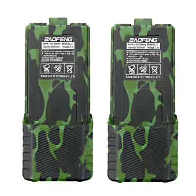 2X Brand New Baofeng UV5R series 7.4v 3800mAh Li-ion Extended Battery Camo Green - Image 1 of 4