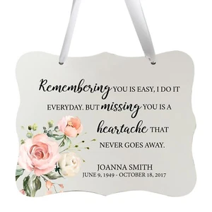 Custom 6x8in Memorial Gift Ribbon Sign for Loss of Loved One - Remembering You - Picture 1 of 8