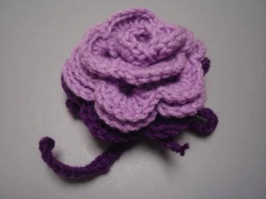 Gepäcktasche Identifikator Ausweis Etikett gehäkelt Rose Lavendel lila - Bild 1 von 1
