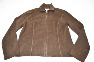 Fashion Bug Stretch Women's Collared Long Sleeve Full Zip Dark Brown Size Medium - Bild 1 von 5