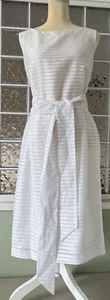 ANNE KLEIN NEW MSRP $149 White Sleeveless Tie Waist Dress Sheer Accents Size 14W - Picture 1 of 13