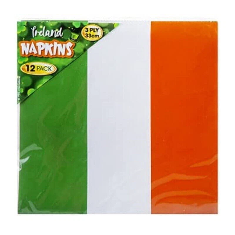 St Patricks Day Napkins Irish Ireland Flag Colour Paper Serviettes 12, 24, 48 Pk - Image 1 of 1