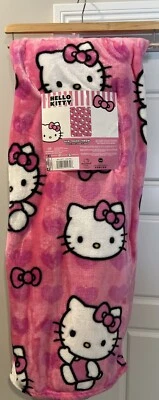 Hello Kitty Silk Touch Throw “I Love Pink” 50x70 Pink Bows & Hearts NEW! - Image 1 of 4
