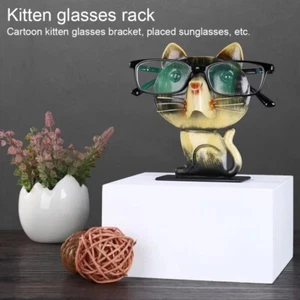 Painted Cat Glasses Frame Cartoon Animal Display Shelf Bedroom - Picture 1 of 7
