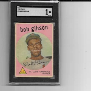 1959 TOPPS BOB GIBSON RC ROOKIE CARD POOR SGC 1 CARDINALS - Picture 1 of 1